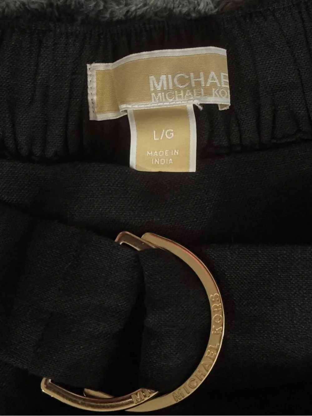 Michael Kors Black Cropped Flat-Front Capris with Gold D-Ring